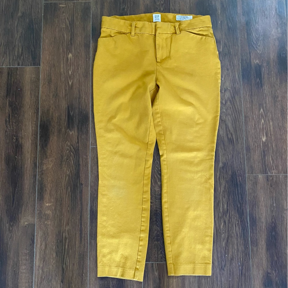 GAP skinny ankle pants size 6 mustard colour stretchy zip fly mid rise capri